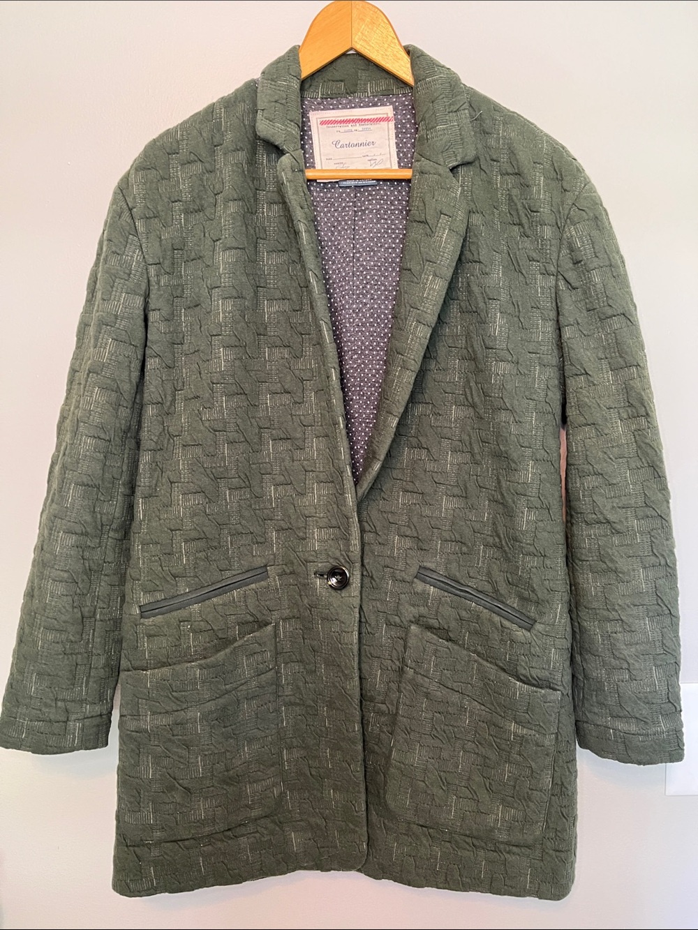 Quilted Anthropology Cartonnier  Green Women's Button Jacket